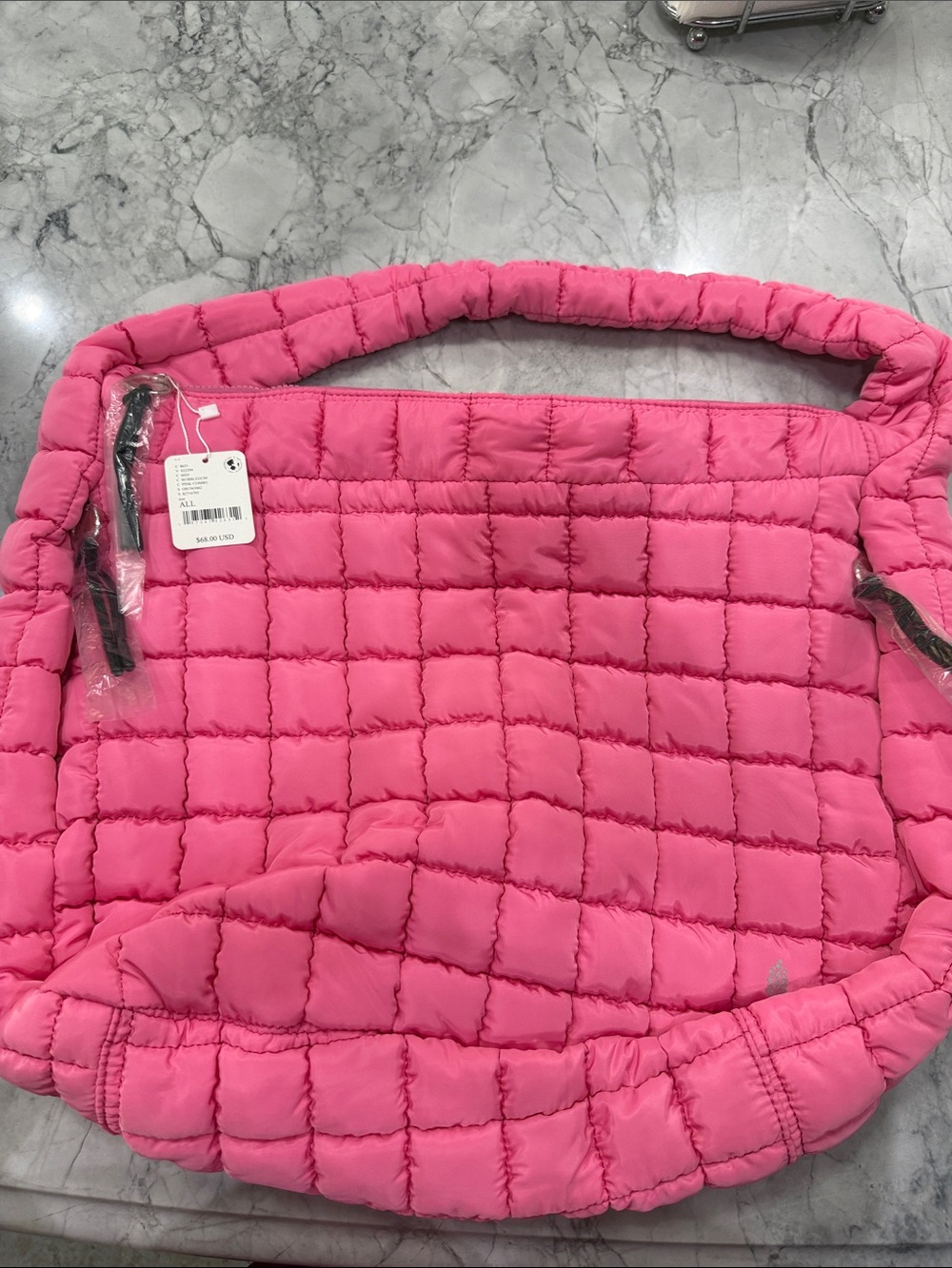 Free People Pink Quilted Puffer Tote Bag-NEW W/Tags-Color Bubblegum